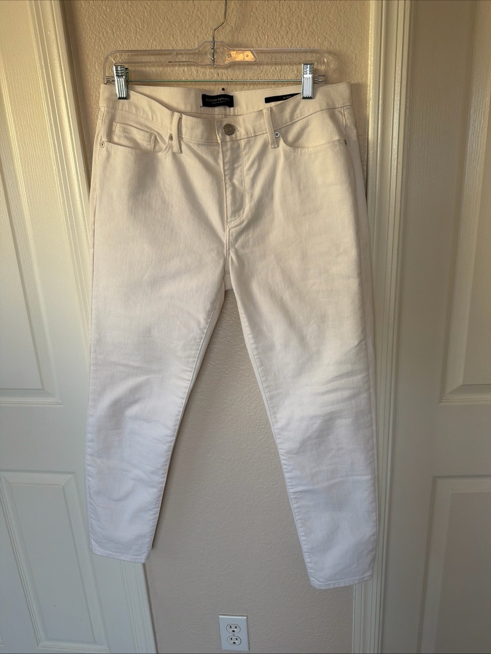 Banana Republic Women's White Skinny Mid-Rise Denim Stretch Jeans Sz 30/10